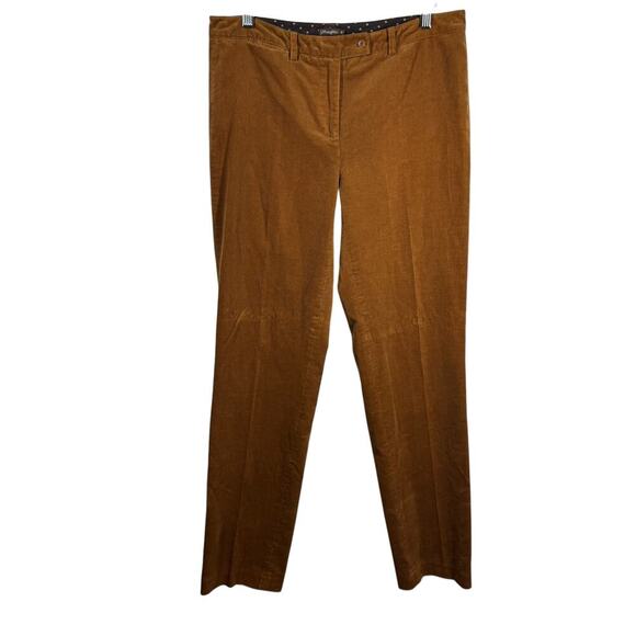 J.McLaughlin Corduroy Pant Women 10 Brown Caramel Straight Minimal Preppy Modest - Picture 1 of 8